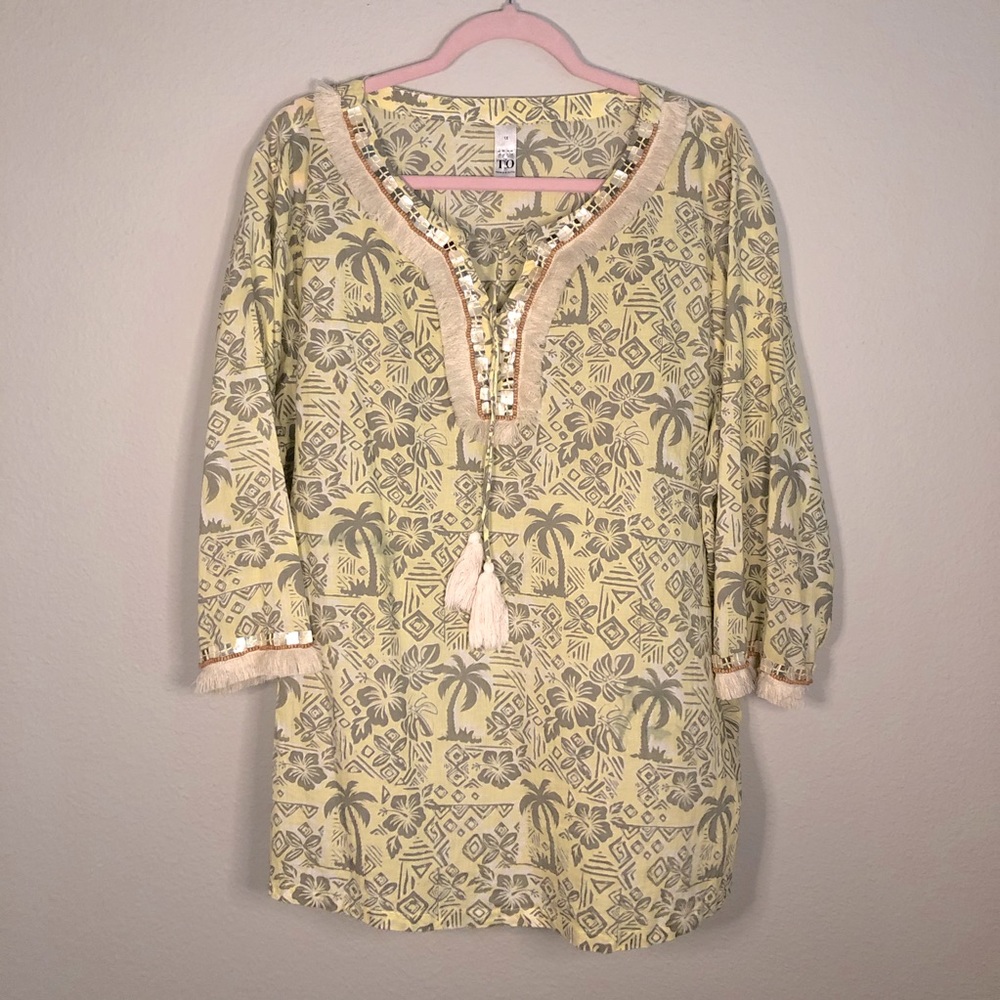 Thomas and Olivia Yellow Palm Tree Tunic